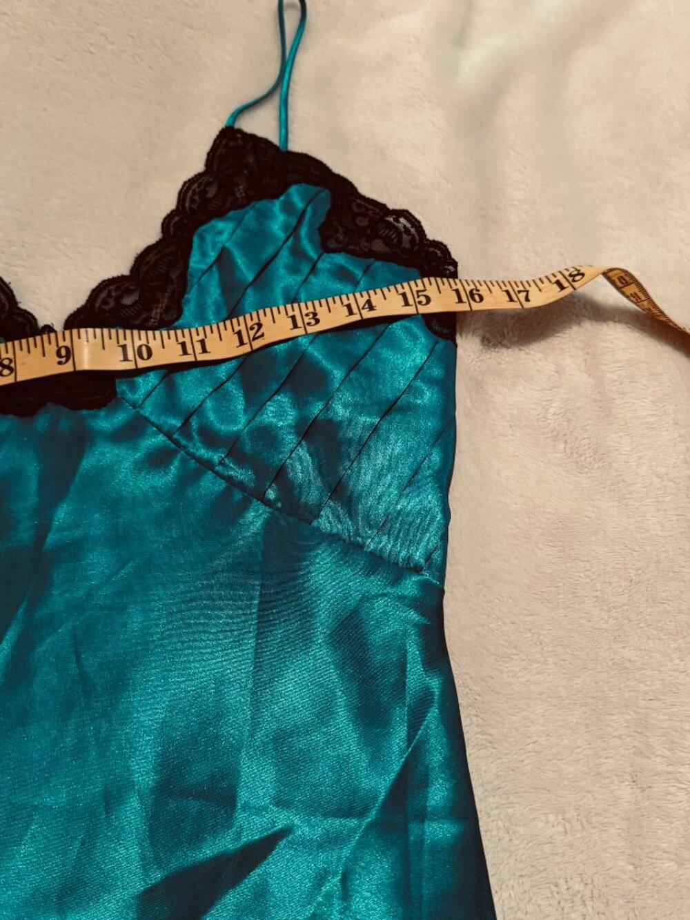 Victoria Secret Gold Label Vintage "Teal" Chemise Pleats and Lace - Picture 15 of 15